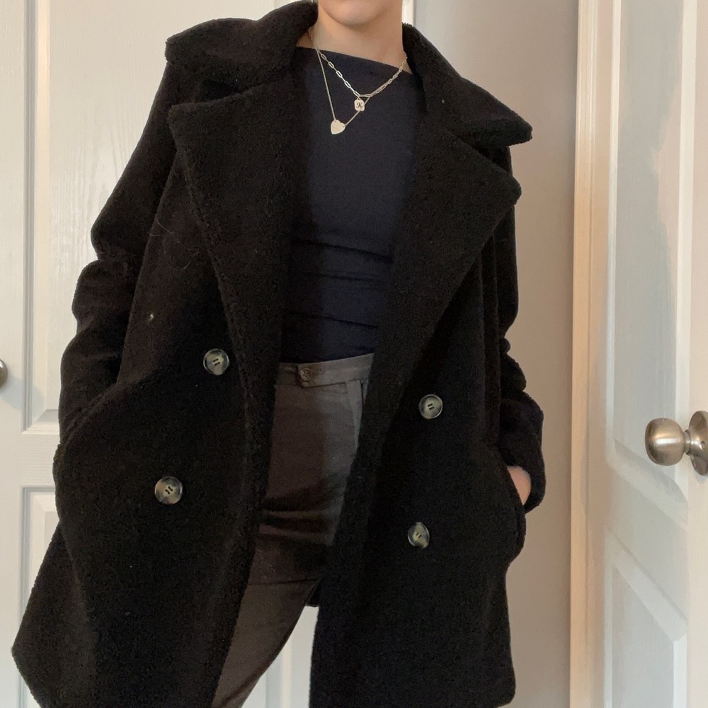 Black double breasted coat